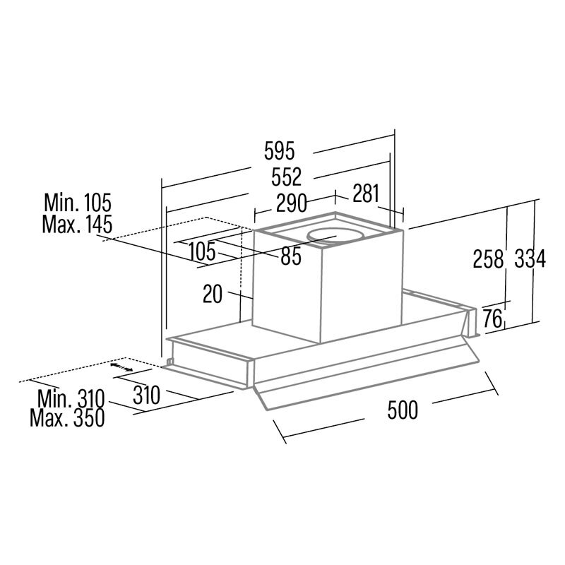 Campana integrable Cata ARONA 60 BK – Bajo mueble, 766 m³/h, LED regulable