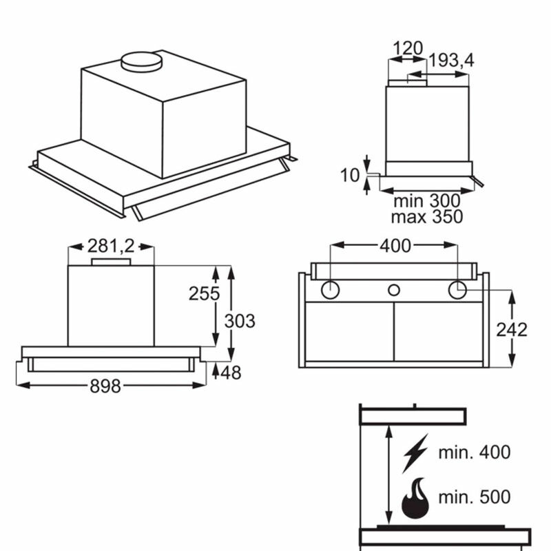 Campana integrable Electrolux EFP129X – 360 m³/h, Doble LED, Filtros aluminio lavables