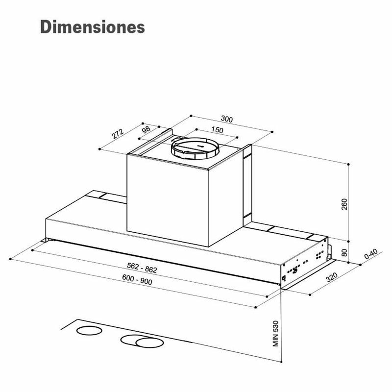 Campana integrable Mepamsa Discret 60X – 360 m³/h, 60 cm Inox, Iluminación LED