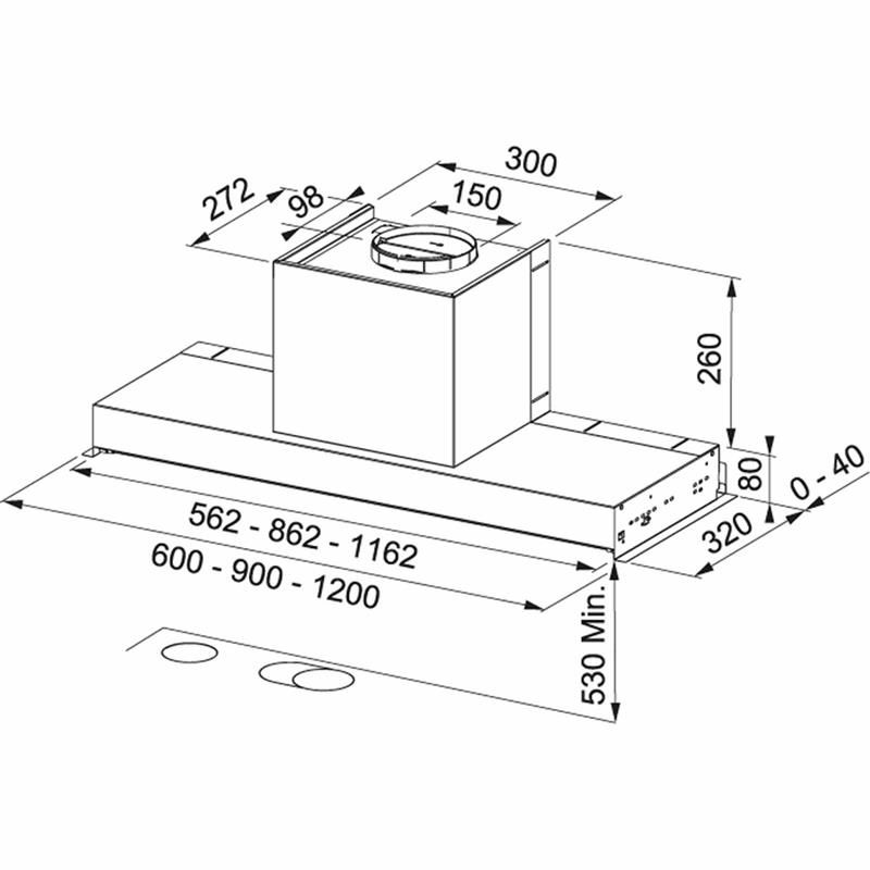 Campana extractora integrada Mepamsa SECRET 60 INOX – 570 m³/h, Inox, LED doble