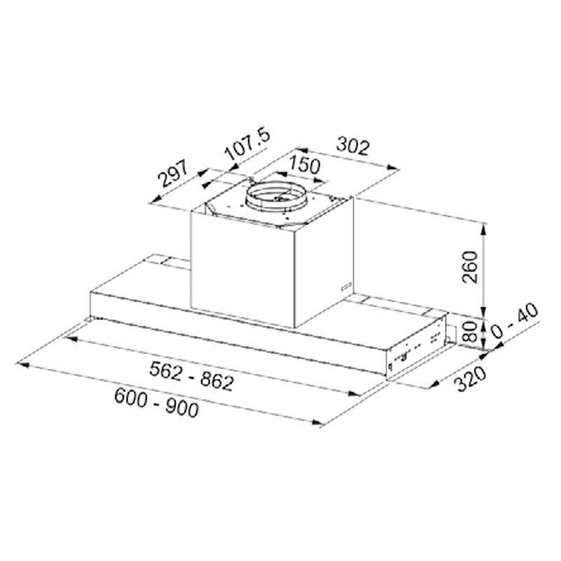 Campana integrable Mepamsa SECRET ZERO GOTAS (305.0708.808) – 60 cm, 670 m³/h, Anti-goteo Zero Gotas
