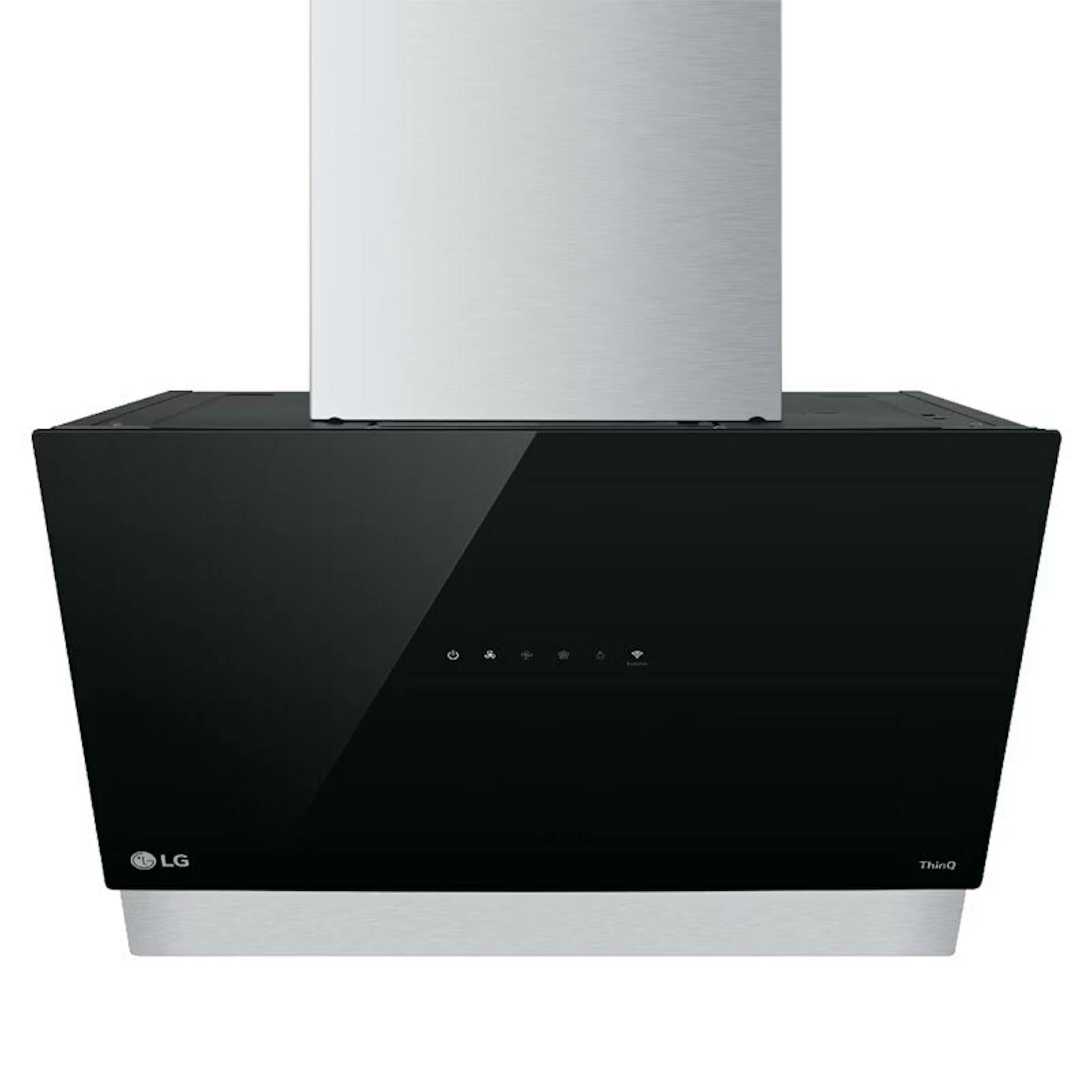 Campana decorativa LG HCEZ2428B negra de 60 cm con chimenea de acero inoxidable