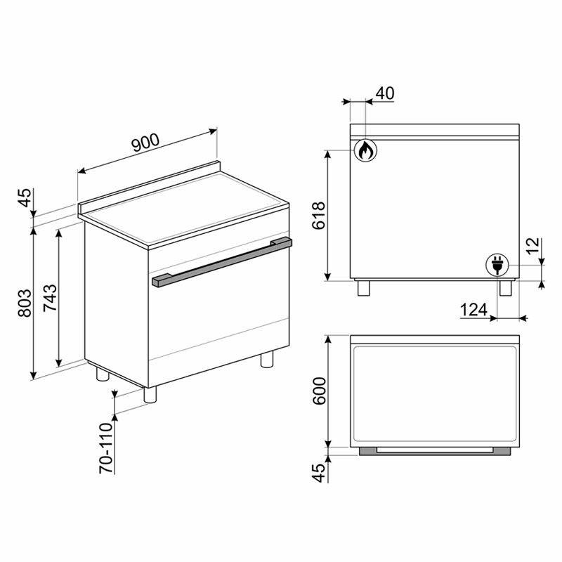 Cocina Smeg CPF9GPAN – 6 quemadores, Horno 115 L pirolítico, Clase A+