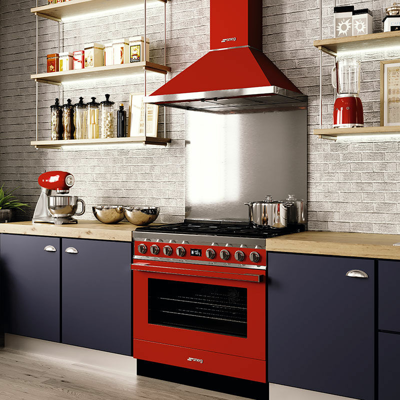 Cocina Smeg CPF9GPR – 90 cm, 6 quemadores gas, Horno pirolítico 115 L