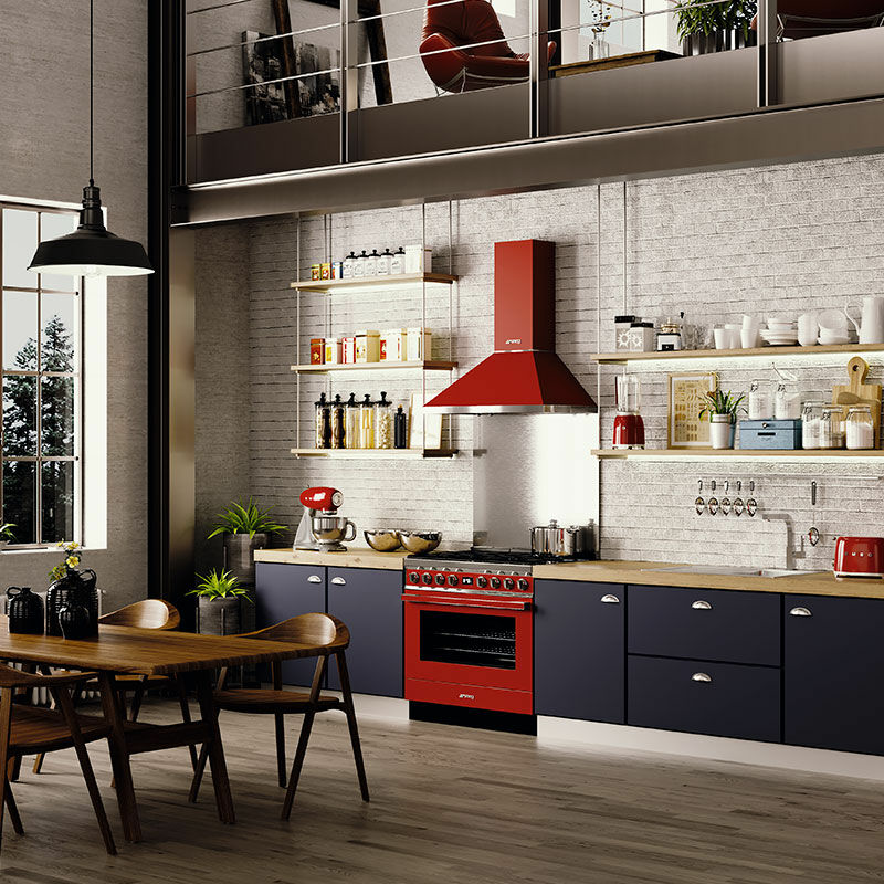 Cocina Smeg CPF9GPR – 90 cm, 6 quemadores gas, Horno pirolítico 115 L