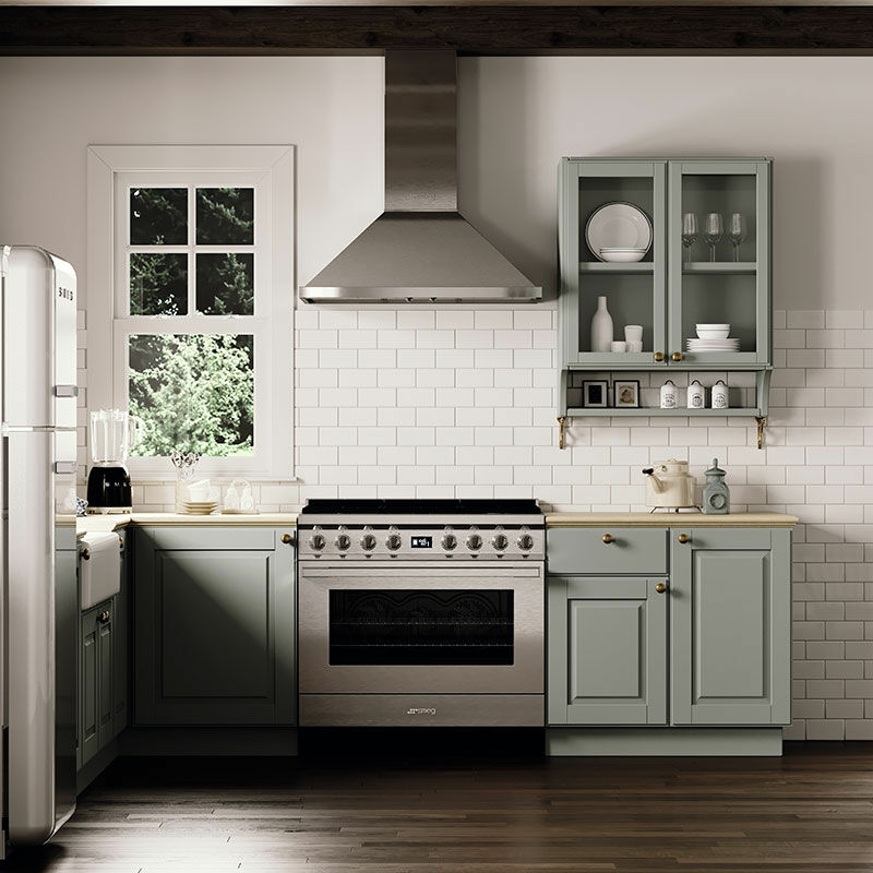 Cocina 90 cm Smeg CPF9GPX – 6 quemadores, Horno 115 L pirolítico, Acero inoxidable