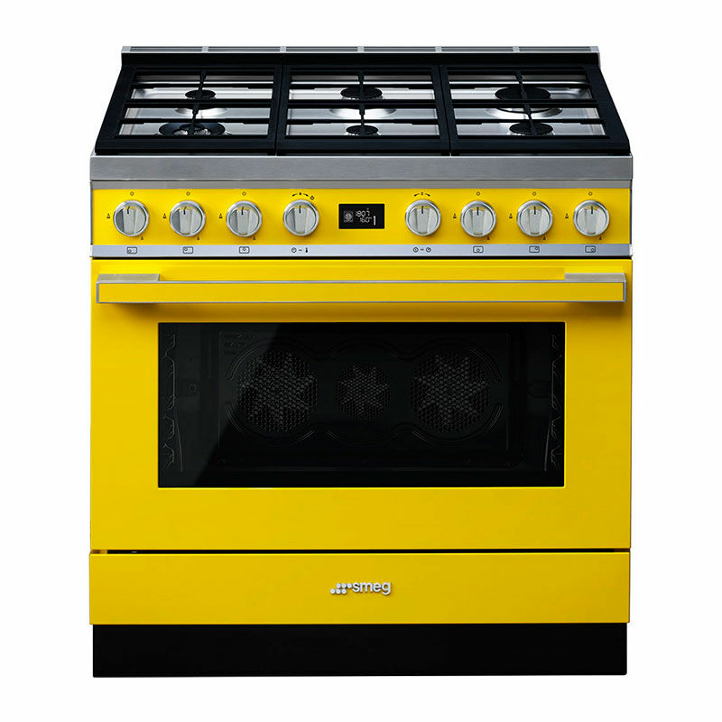 Cocina Smeg CPF9GPYW – 90 cm, 6 fuegos gas, Horno pirolítico 115 L