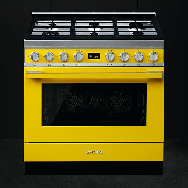 Cocina Smeg CPF9GPYW – 90 cm, 6 fuegos gas, Horno pirolítico 115 L