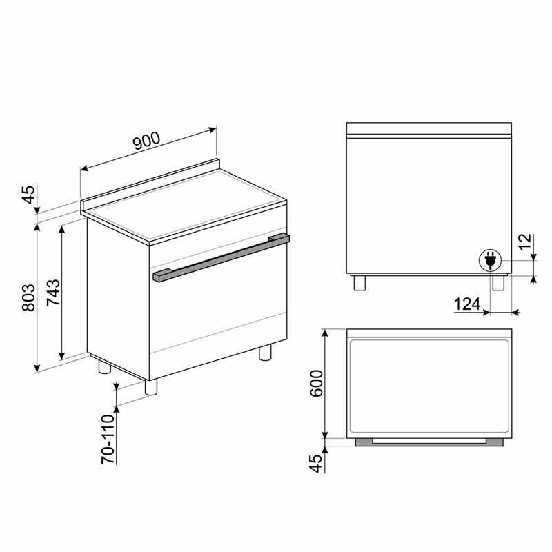 Cocina encastrable Smeg CPF9IPAN – Inducción 5 zonas, Horno 115 L pirolítico, Triple ventilador