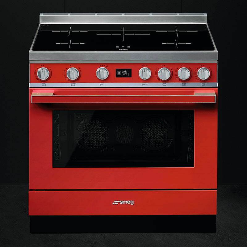 Cocina eléctrica Smeg CPF9IPR – Inducción 5 zonas, Horno 115 L pirolítico, Eficiencia A+