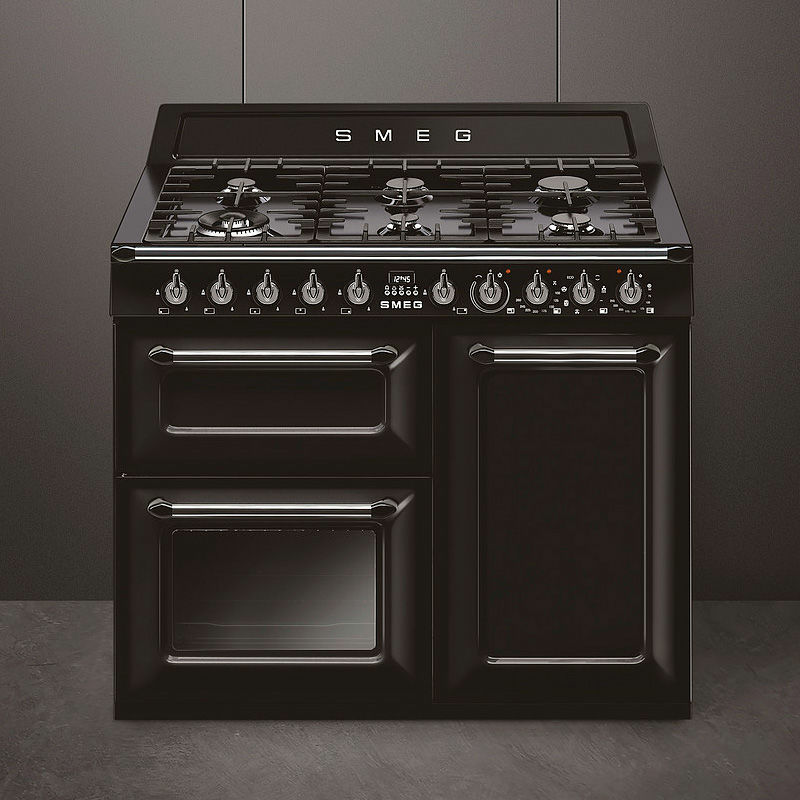 Cocina mixta Smeg TR103BL – 100 cm, 6 quemadores, 3 hornos