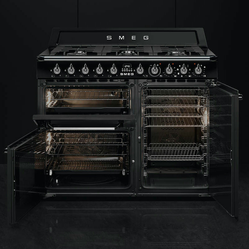 Cocina mixta Smeg TR103BL – 100 cm, 6 quemadores, 3 hornos