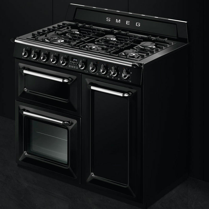 Cocina mixta Smeg TR103BL – 100 cm, 6 quemadores, 3 hornos