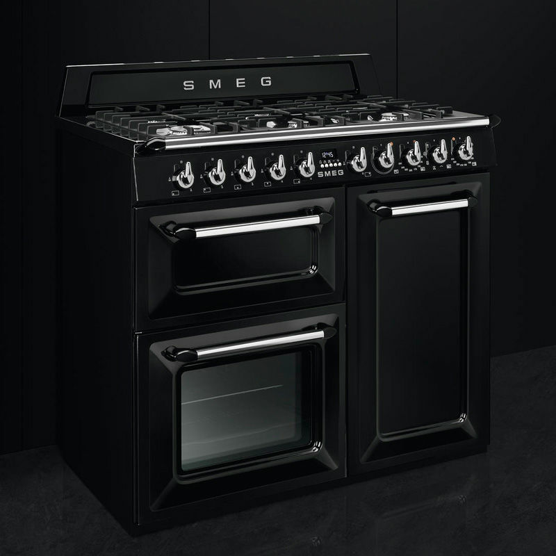 Cocina mixta Smeg TR103BL – 100 cm, 6 quemadores, 3 hornos