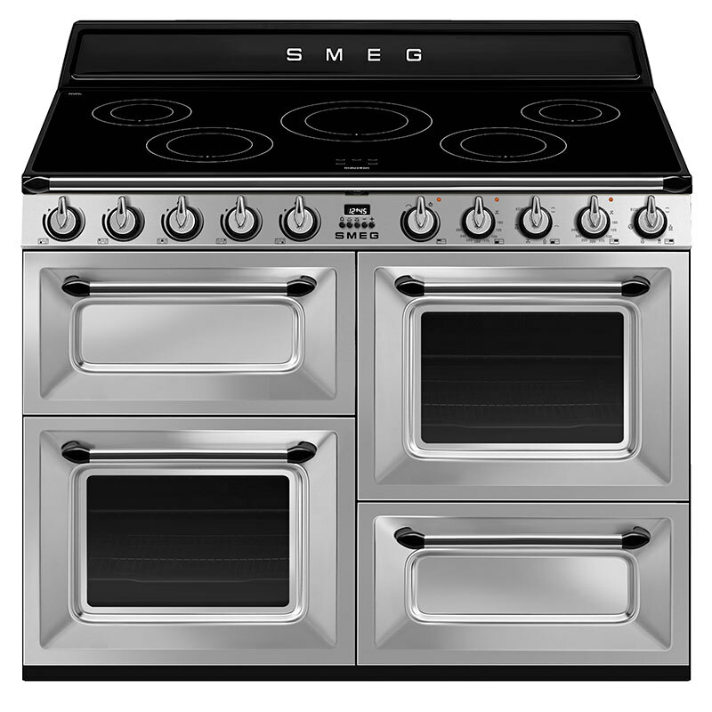 Cocina 110 cm Smeg TR4110IX2 – 5 zonas inducción, 3 hornos multifunción, Limpieza Vapor