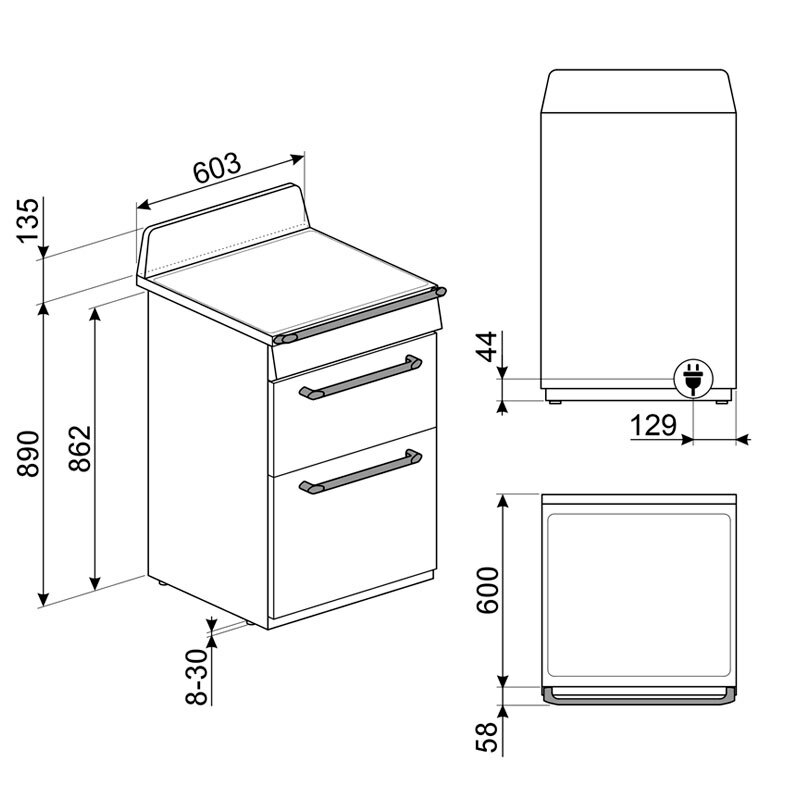 Cocina eléctrica 60 cm Smeg TR62IBL2 – Inducción 4 zonas, Doble horno 61+35 L, Limpieza pirolítica