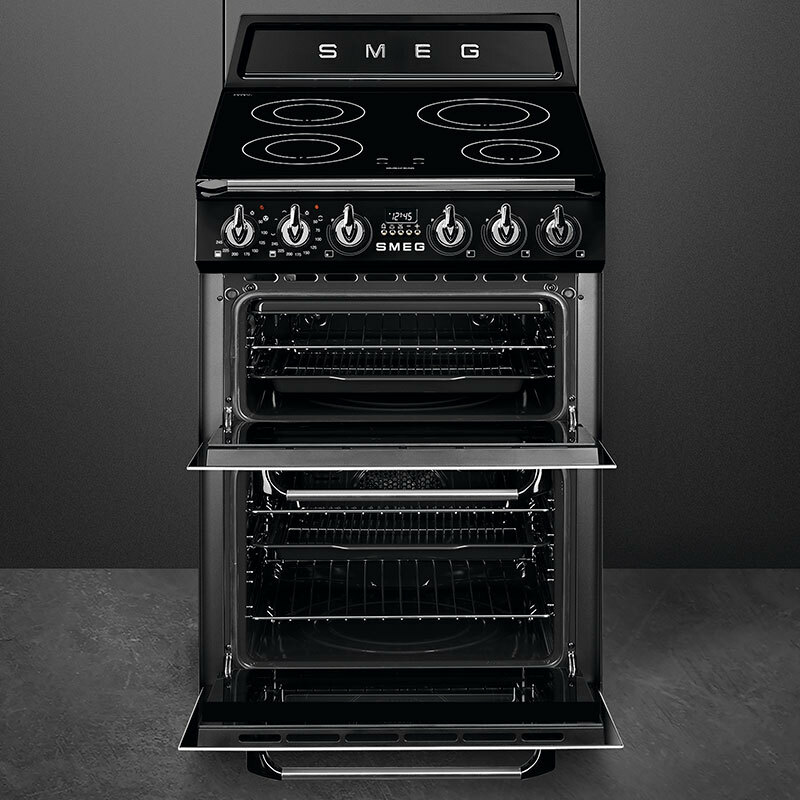 Cocina eléctrica 60 cm Smeg TR62IBL2 – Inducción 4 zonas, Doble horno 61+35 L, Limpieza pirolítica