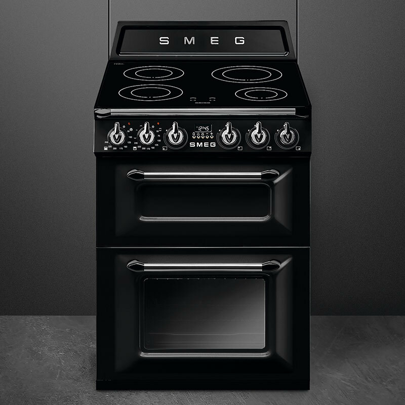 Cocina eléctrica 60 cm Smeg TR62IBL2 – Inducción 4 zonas, Doble horno 61+35 L, Limpieza pirolítica