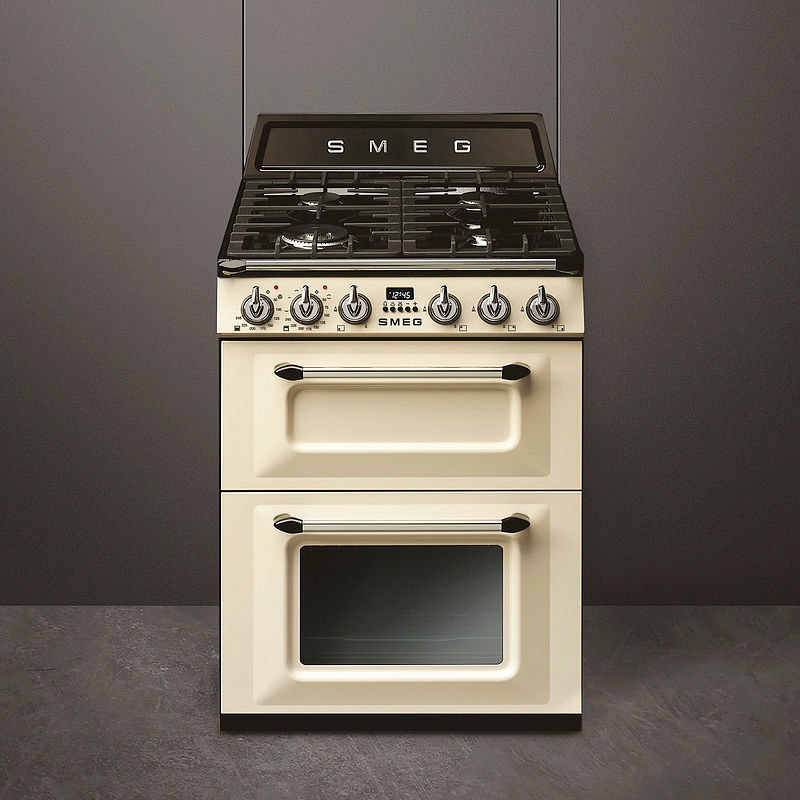 Cocina Smeg TR62P – Mixta 4 fuegos, Horno doble 61 L, Pirolítica