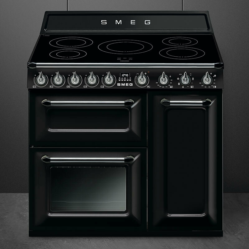Cocina eléctrica 90 cm Smeg TR93IBL2 – Inducción 5 zonas, 3 hornos Airfry, Vapor Clean