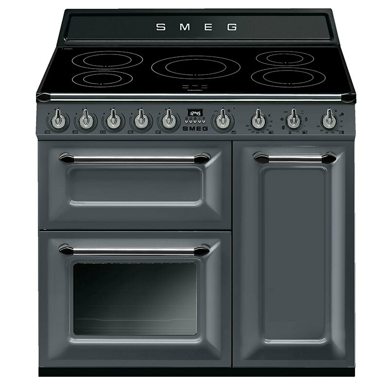 Cocina de inducción Smeg TR93IGR2 – 5 zonas de inducción, 3 hornos 61L, Limpieza por vapor