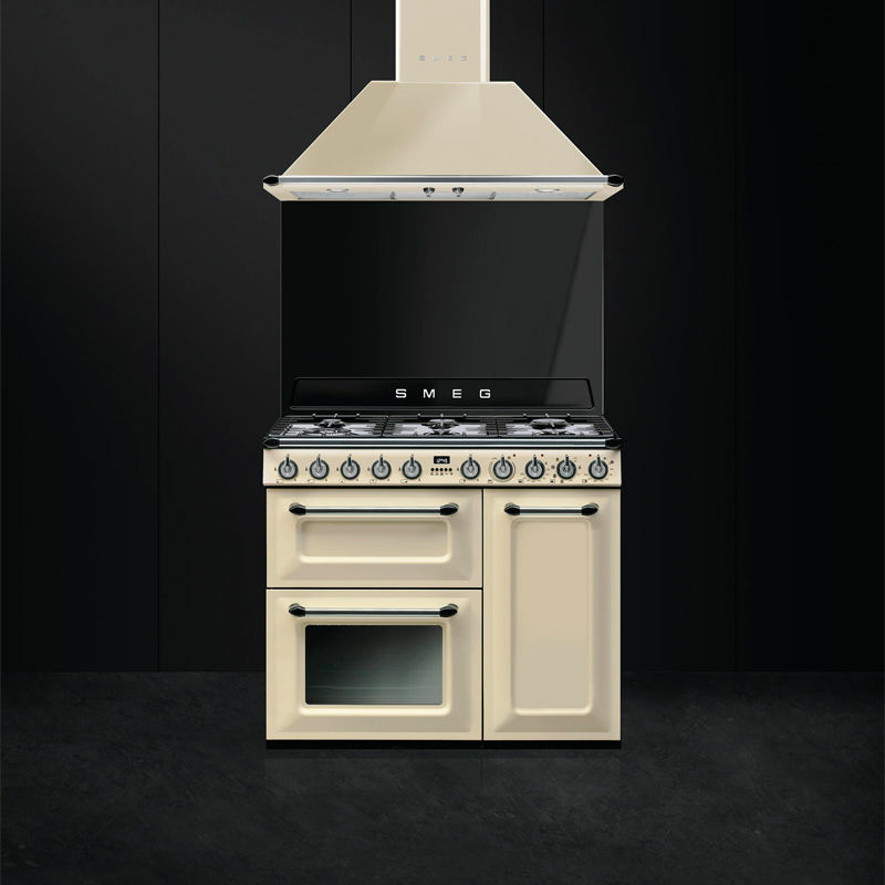 Cocina mixta Smeg TR93P – 90 cm, 6 quemadores, 3 hornos