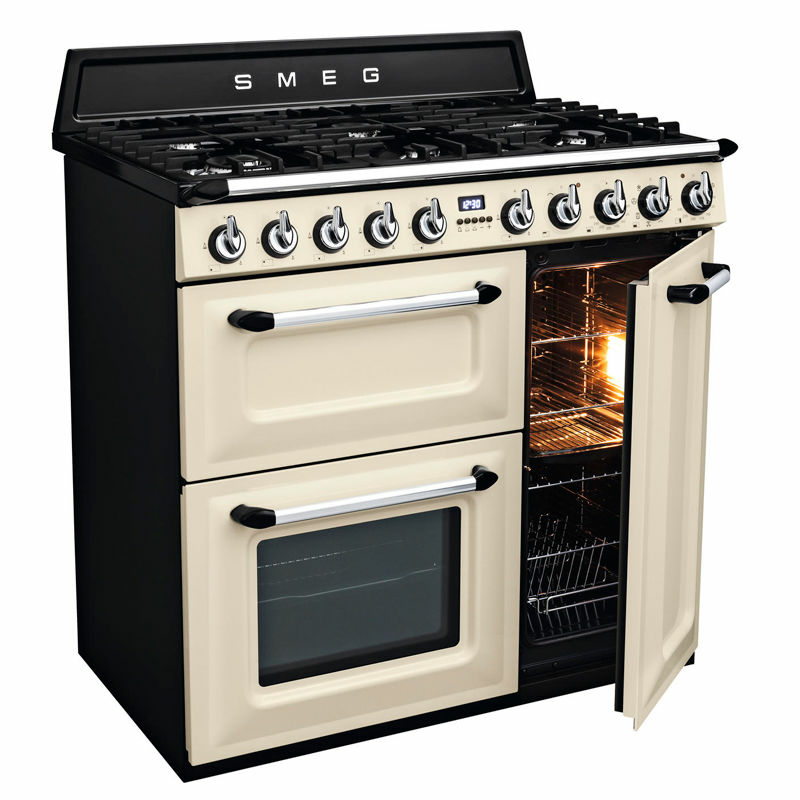 Cocina mixta Smeg TR93P – 90 cm, 6 quemadores, 3 hornos
