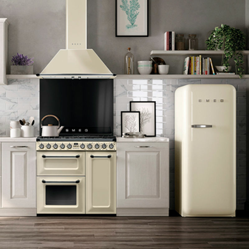 Cocina mixta Smeg TR93P – 90 cm, 6 quemadores, 3 hornos