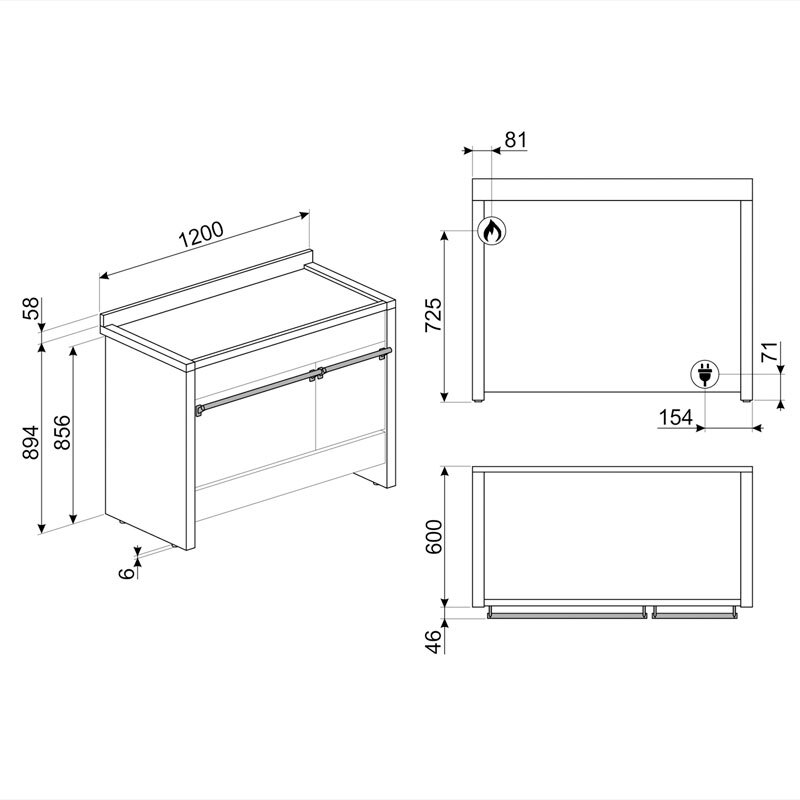 Cocina 120 cm Smeg A3-81 – 6 quemadores, 2 hornos 77/40 L, Pirolítica