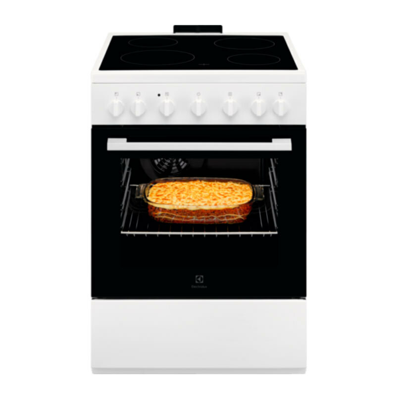 Cocina vitrocerámica Electrolux LKR620066W – Vitrocerámica 4 zonas, Horno multifunción 57 L, Clase A