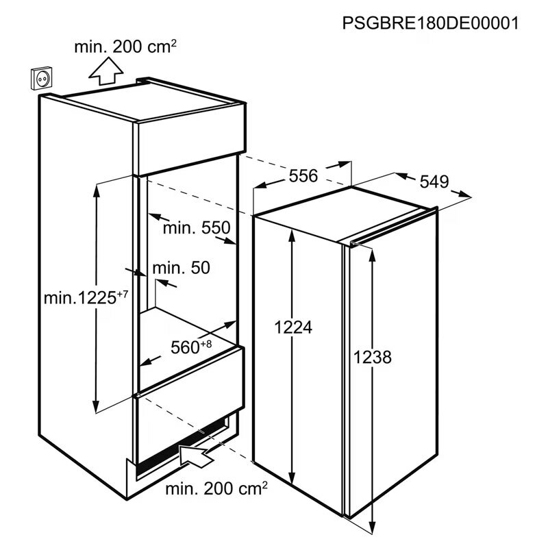 Congelador integrable vertical AEG TAB7N12EF – NoFrost, 122 L, Inverter