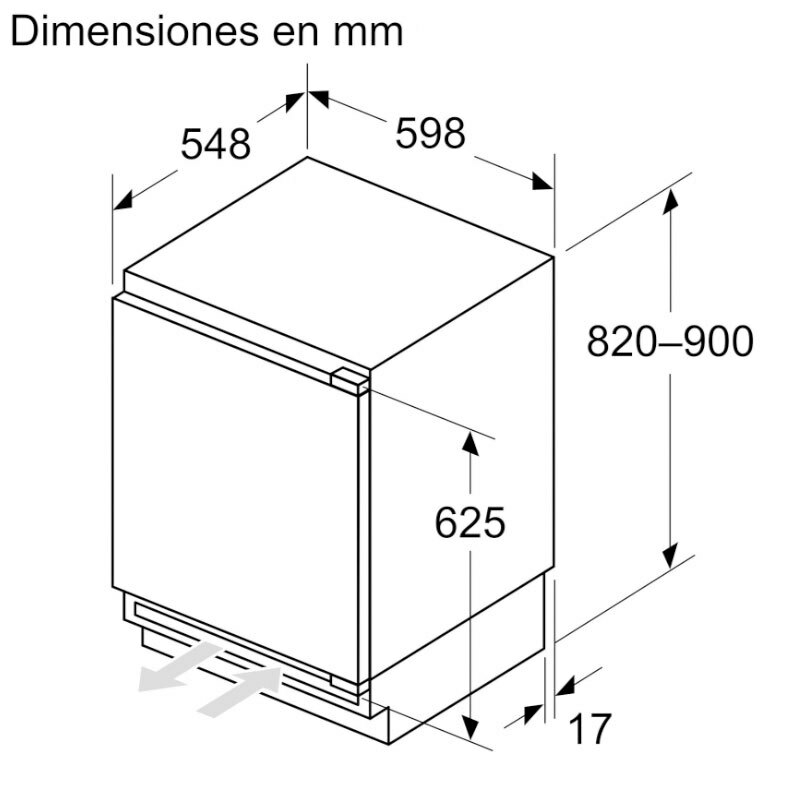 Congelador bajo encimera integrable Balay 3GUE033F – NoFrost, 85 L, 3 cajones
