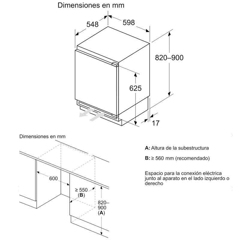 Congelador integrable bajo encimera Siemens GU21NADE0 – NoFrost, 85 L, Home Connect
