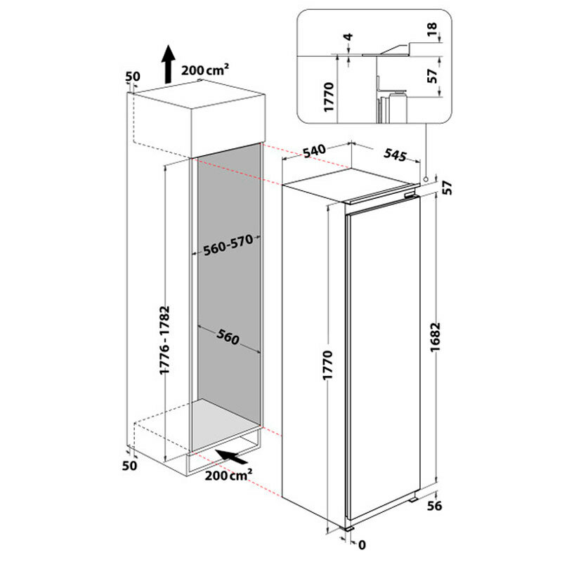 Congelador integrable Whirlpool WHSD18F073C1 – 209 L, No Frost, Clase E