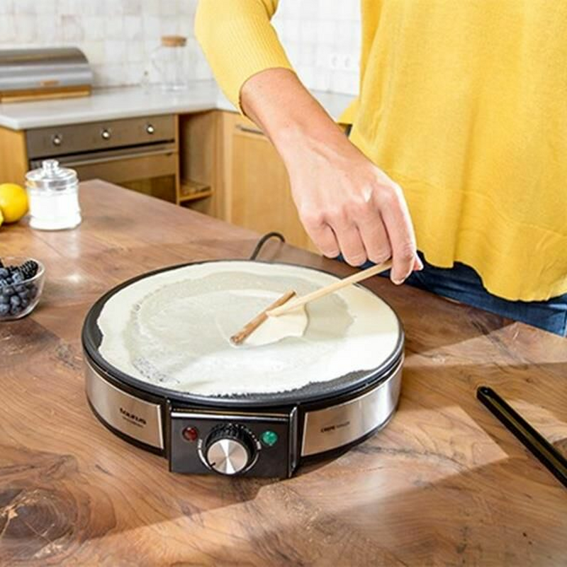 Crepera eléctrica Taurus S164 – 1200 W, 30 cm antiadherente PFOA, termostato regulable