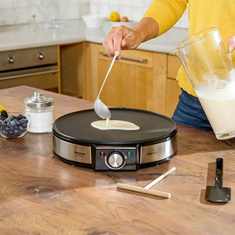 Crepera eléctrica Taurus S164 – 1200 W, 30 cm antiadherente PFOA, termostato regulable