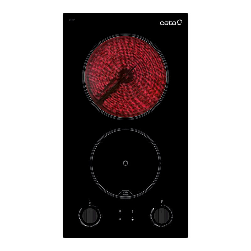 Placa vitrocerámica modular Cata VI302/D – 2 zonas, 3000 W, indicador de calor residual