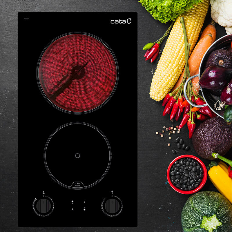 Placa vitrocerámica modular Cata VI302/D – 2 zonas, 3000 W, indicador de calor residual