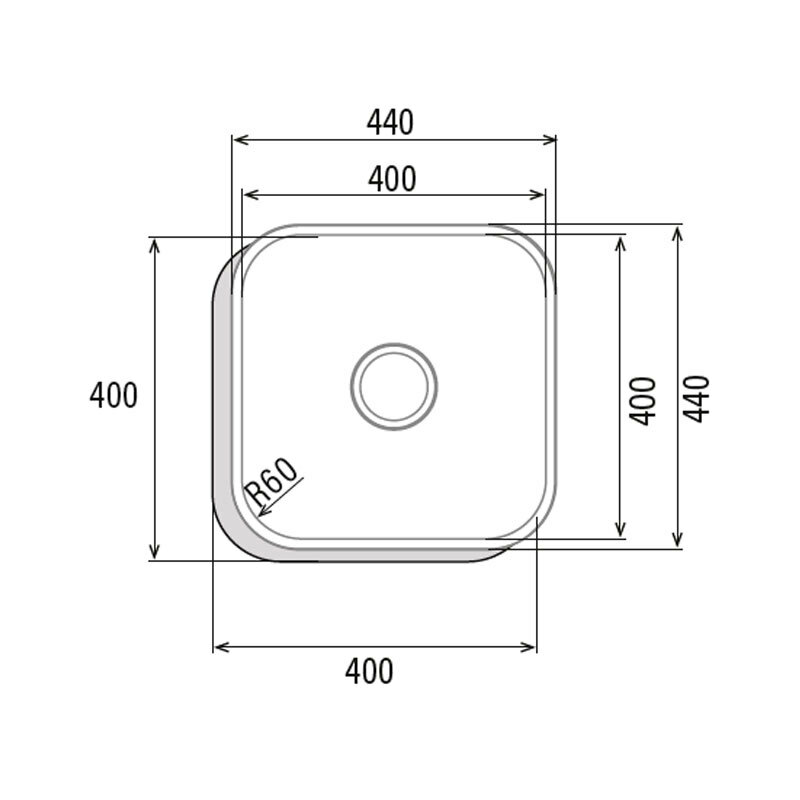 Fregadero bajo encimera Cata CB 40-40/D – AISI 304, 44,5x44,5 cm, 18 cm profundidad