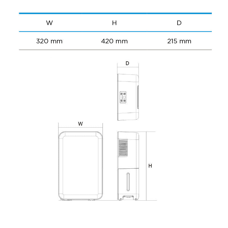 Deshumidificador Midea MDDN10DEN7-QA3 – 10 L/día, depósito 2,1 L, drenaje continuo