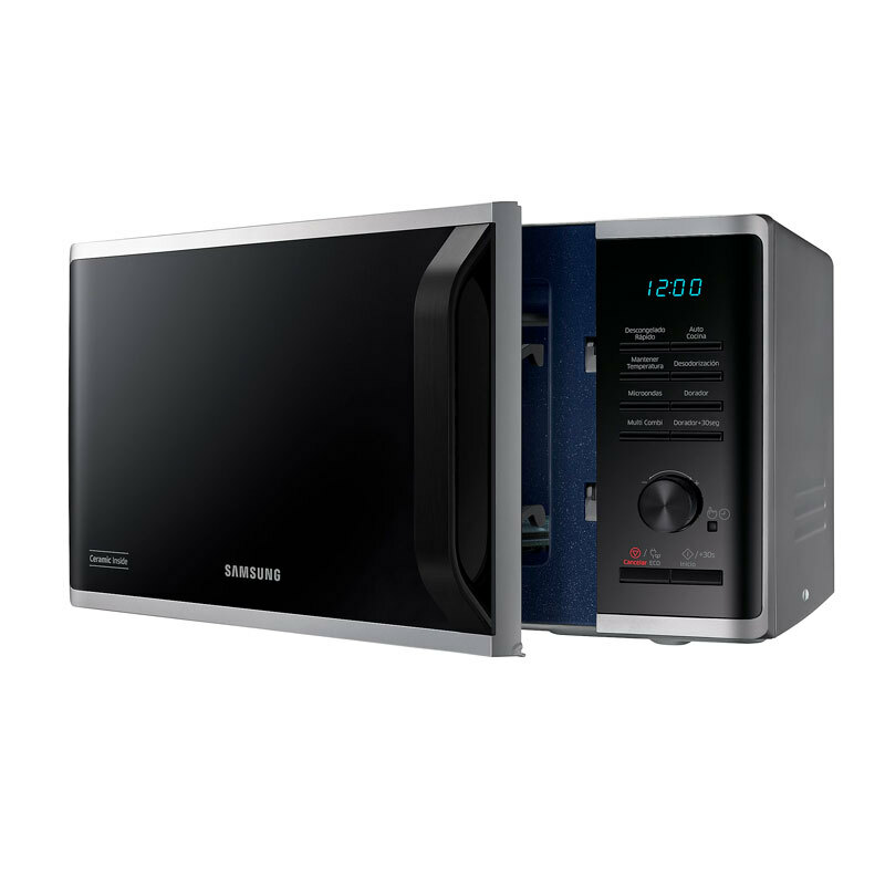 Microondas Samsung MG23K3515AS/EC – 23 L, Grill 1100 W, Interior Cerámica Enamel