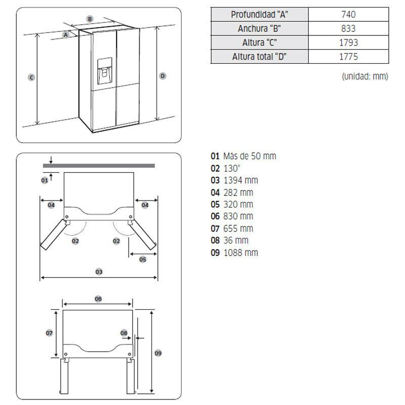 Frigorífico americano Samsung RF48A401EM9/EF – 488 L, Total No Frost, Dispensador agua y hielo