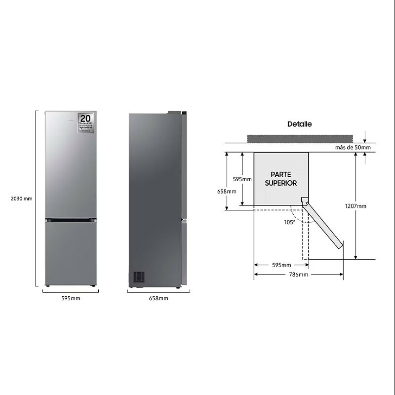 Frigorífico combi Samsung RB38T607BS9/EF – 387 L, SpaceMax, Twin Cooling Plus