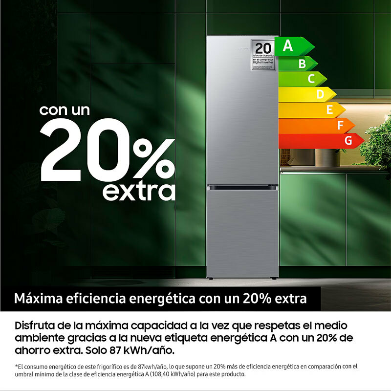 Frigorífico Combi Samsung RB38C7AGWS9/EF – 387 L, No Frost Twin Cooling, Wi‑Fi SmartThings
