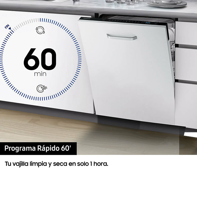 Lavavajillas integrable Samsung DW60M6050BB/EO – 14 servicios, 44 dB, media carga