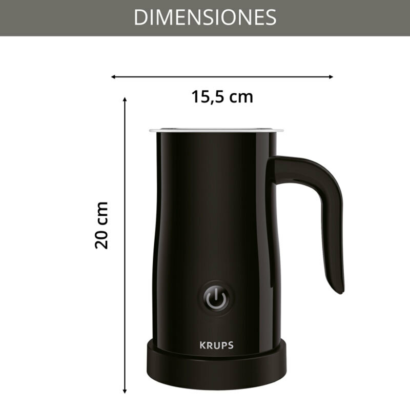 Espumador de leche Krups XL100810 – Espuma One-Touch, Jarra inox 150 ml, Base 360°