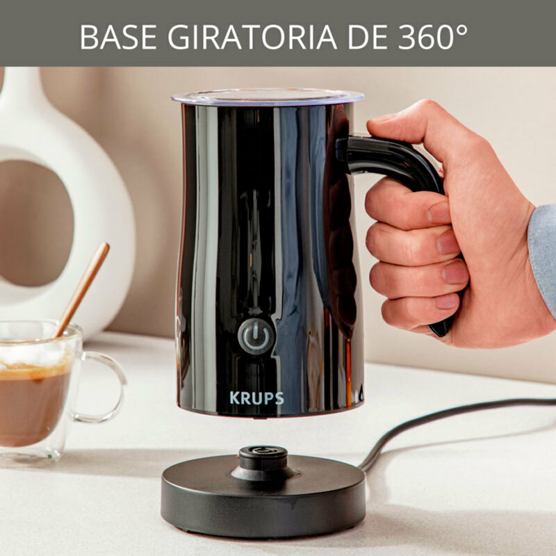 Espumador de leche Krups XL100810 – Espuma One-Touch, Jarra inox 150 ml, Base 360°