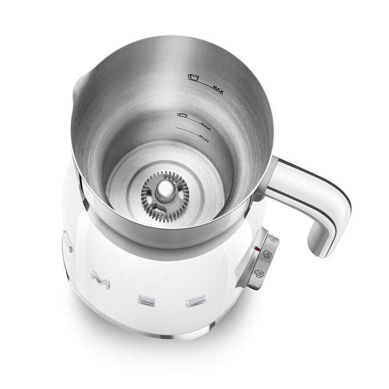 Espumador de leche Smeg MFF11WHEU – Inducción, 6 programas, Jarra inox