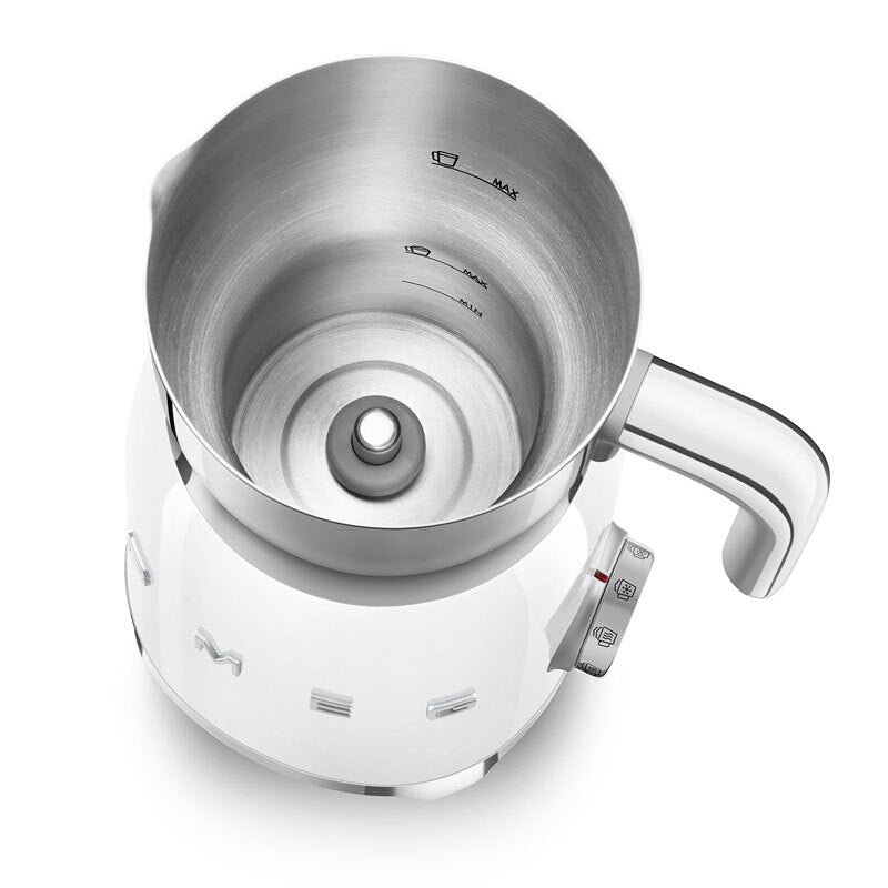 Espumador de leche Smeg MFF11WHEU – Inducción, 6 programas, Jarra inox