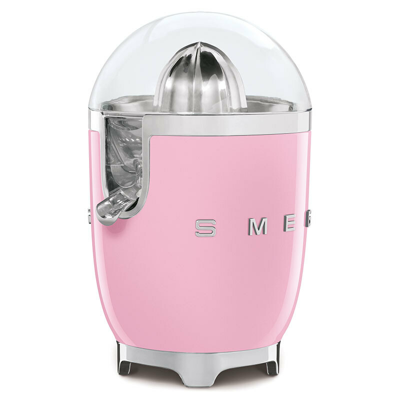 Exprimidor eléctrico Smeg CJF11PKEU – Retro rosa, Sensor presión 70 W, Piezas aptas lavavajillas